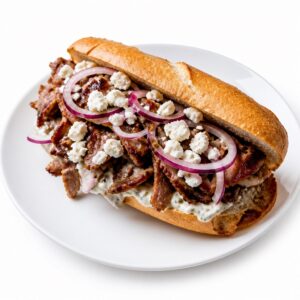 Gyros, Zwiebeln, Feta Baguette