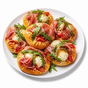 Parmaschinken, Mozzarella, Rucola, Peperoni Pizzabrötchen